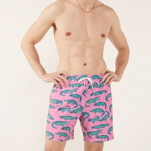Chubbies Pink Swim Trunks with Alligator Print